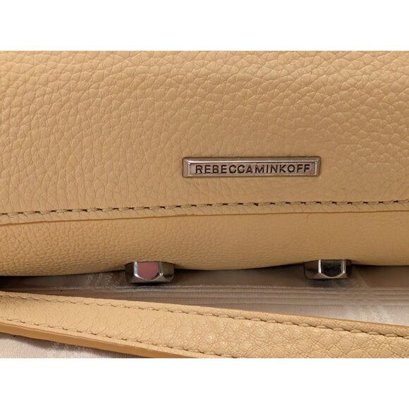 Rebecca Minkoff Crossbody Bag Buttery Yellow Leather Silver Accents Adj. Strap - Picture 3 of 11